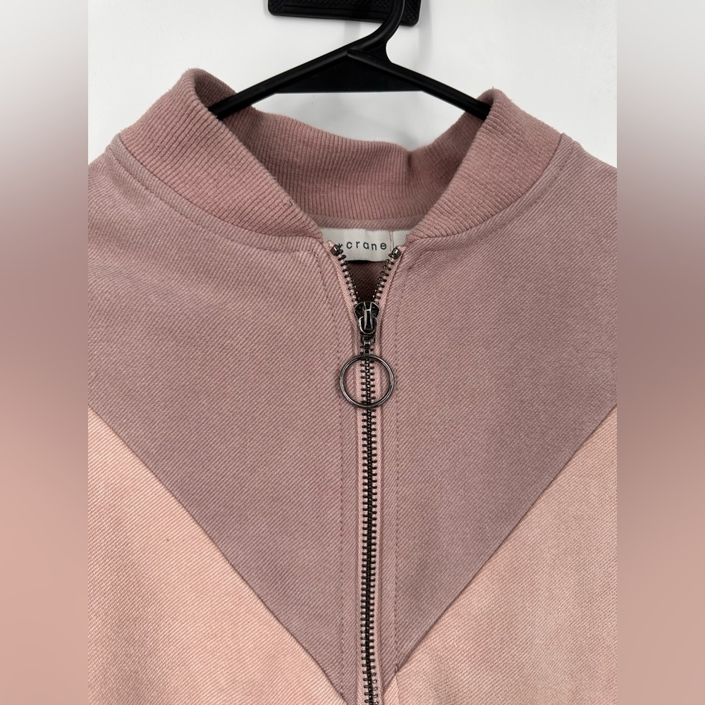 Paper Crane Zip Front Tri-Color Bomber Jacket - Picture 3 of 5